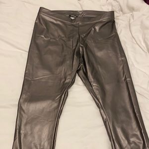 Gunmetal faux/vegan leather (pleather) leggings